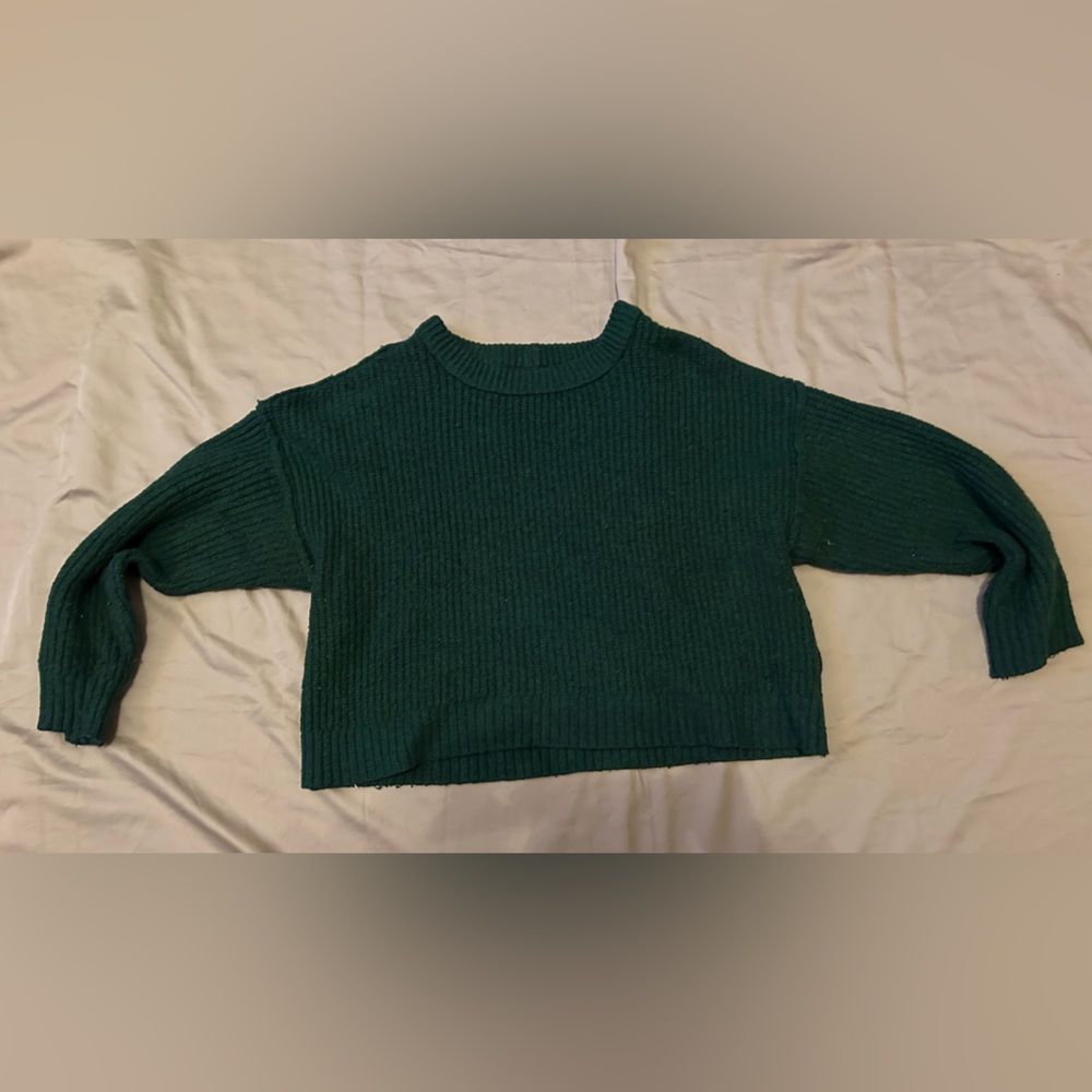Vintage American Eagle Outfitters Dark Teal Knit crop sweater Size Large